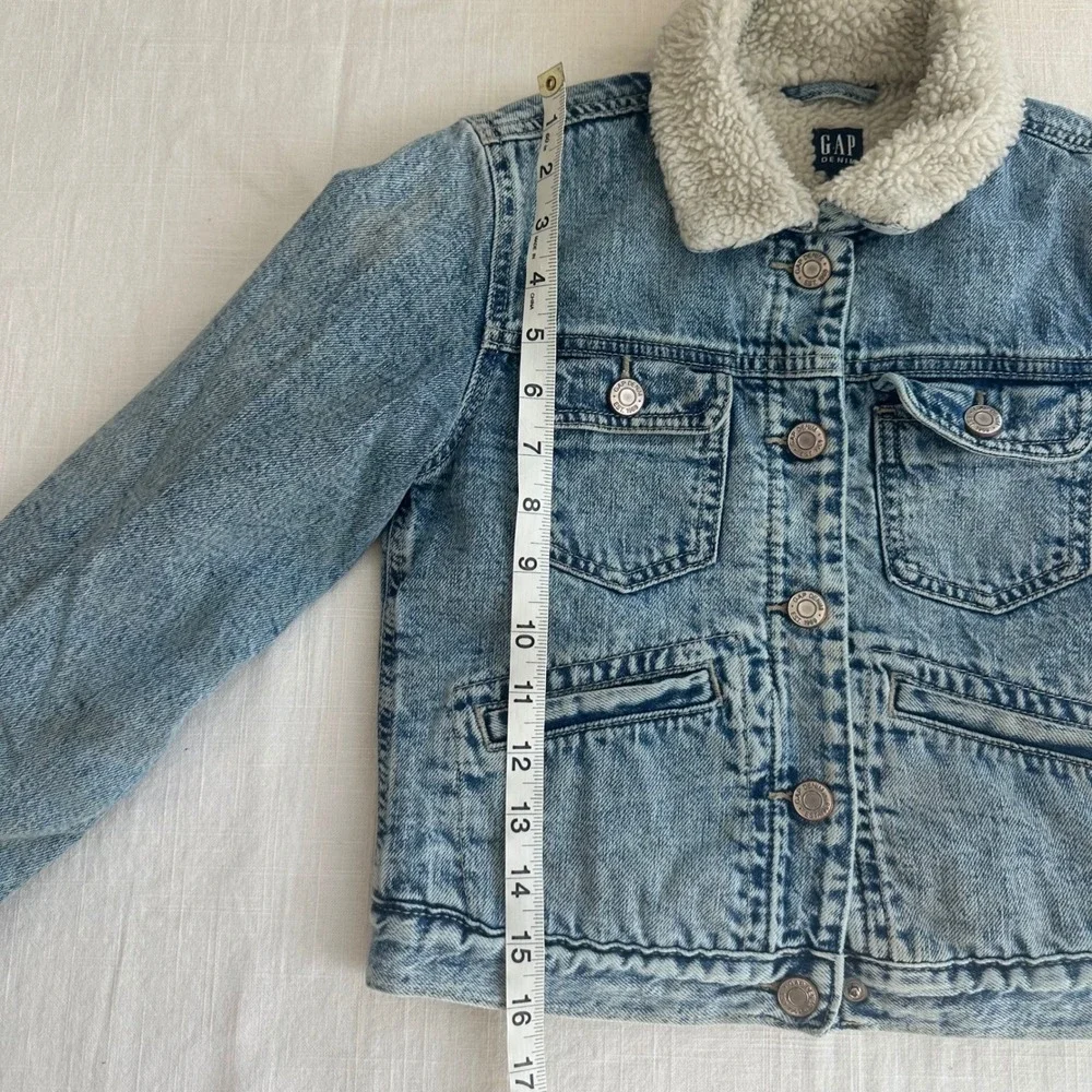 Gap Kids Sherpa Lined‎ Denim Icon Jacket Light Wash Blue Size L 10-11 413974-00